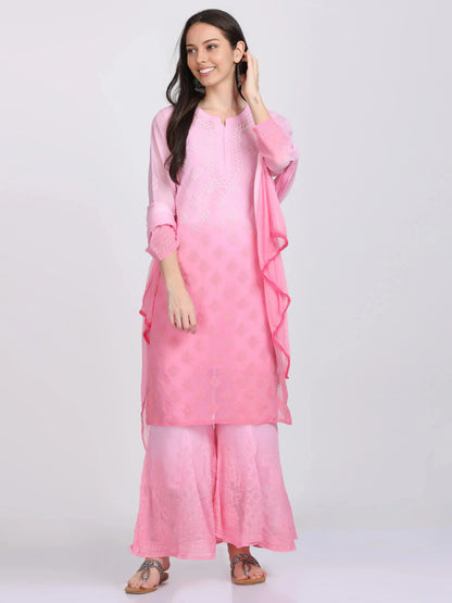 Georgette Chikankari 3 Piece Ombre Dyed Kurta Set