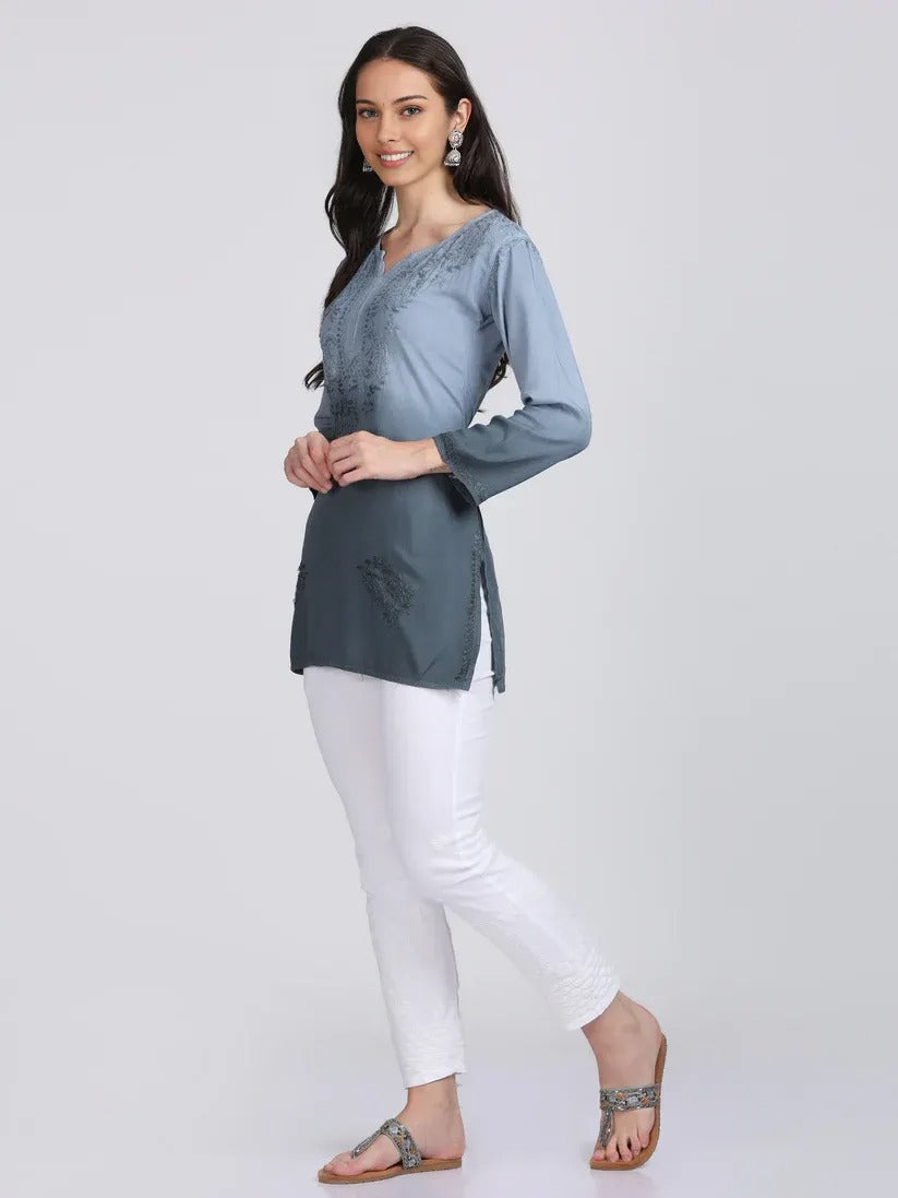 Ryon Ombe Short Top - Store Chikankari