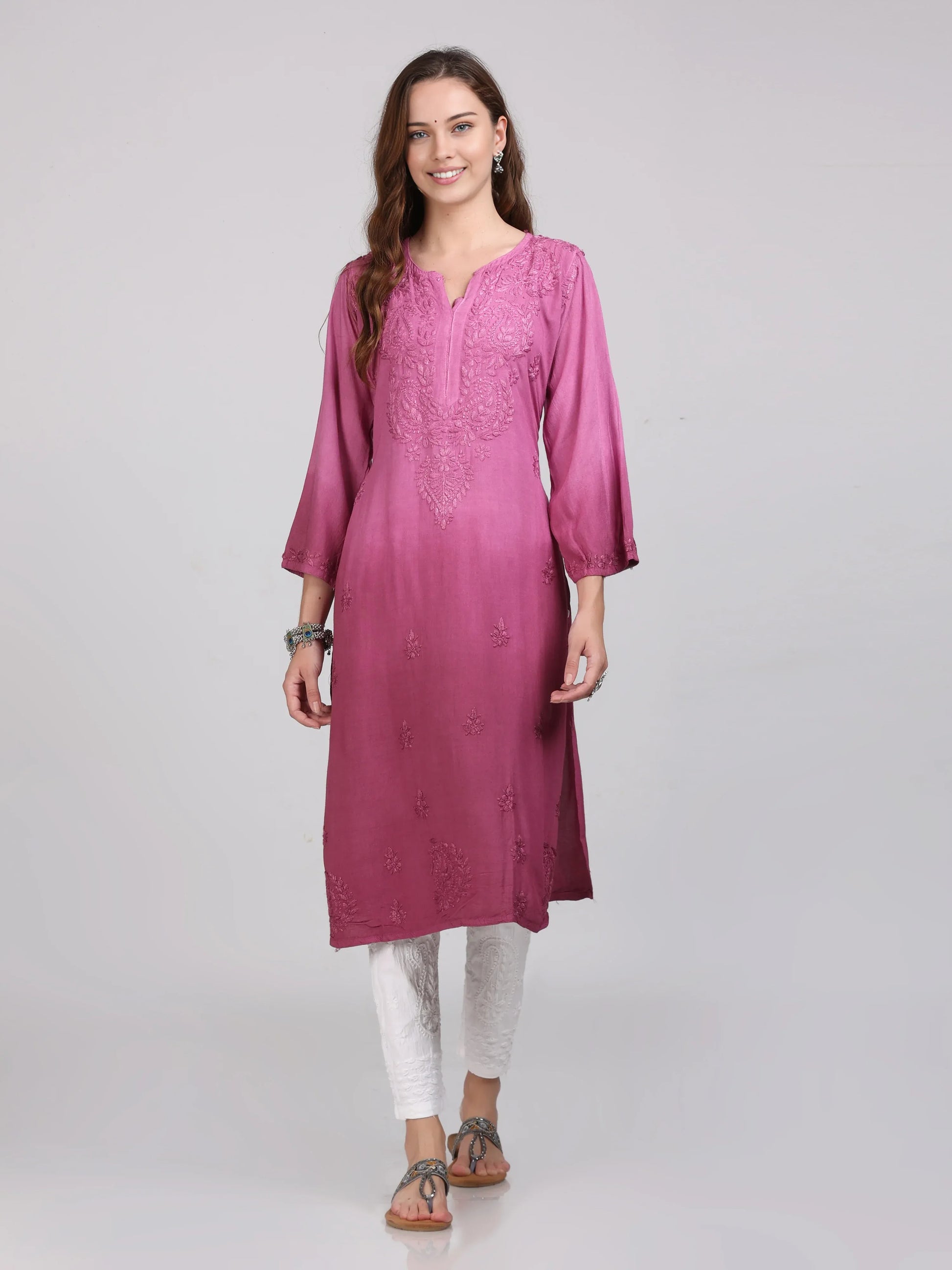 Ombre Chikankari Straight Kurtas - Store Chikankari