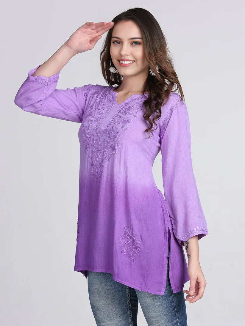 Ryon Ombe Short Top - Store Chikankari