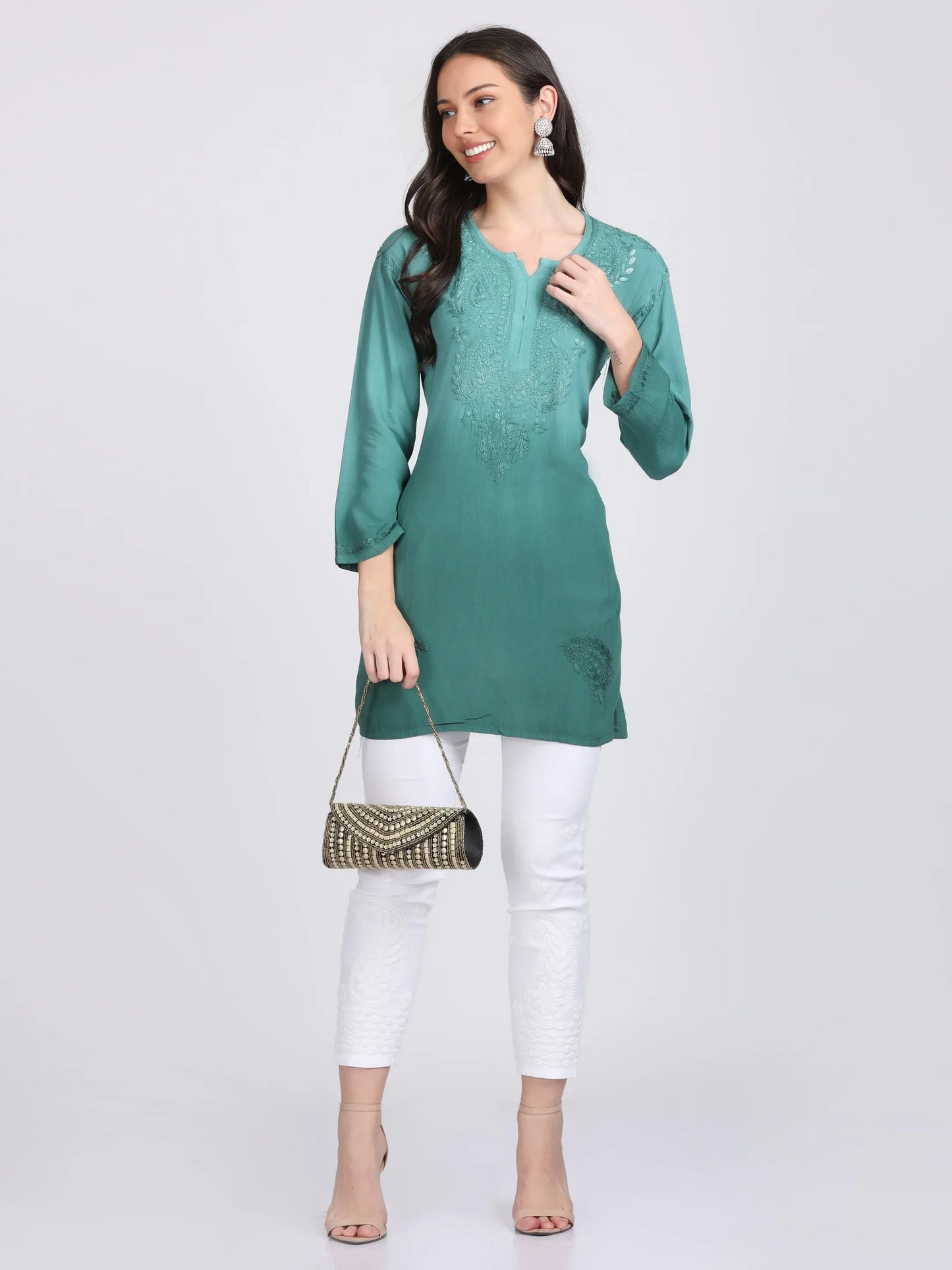 Ryon Ombe Short Top - Store Chikankari
