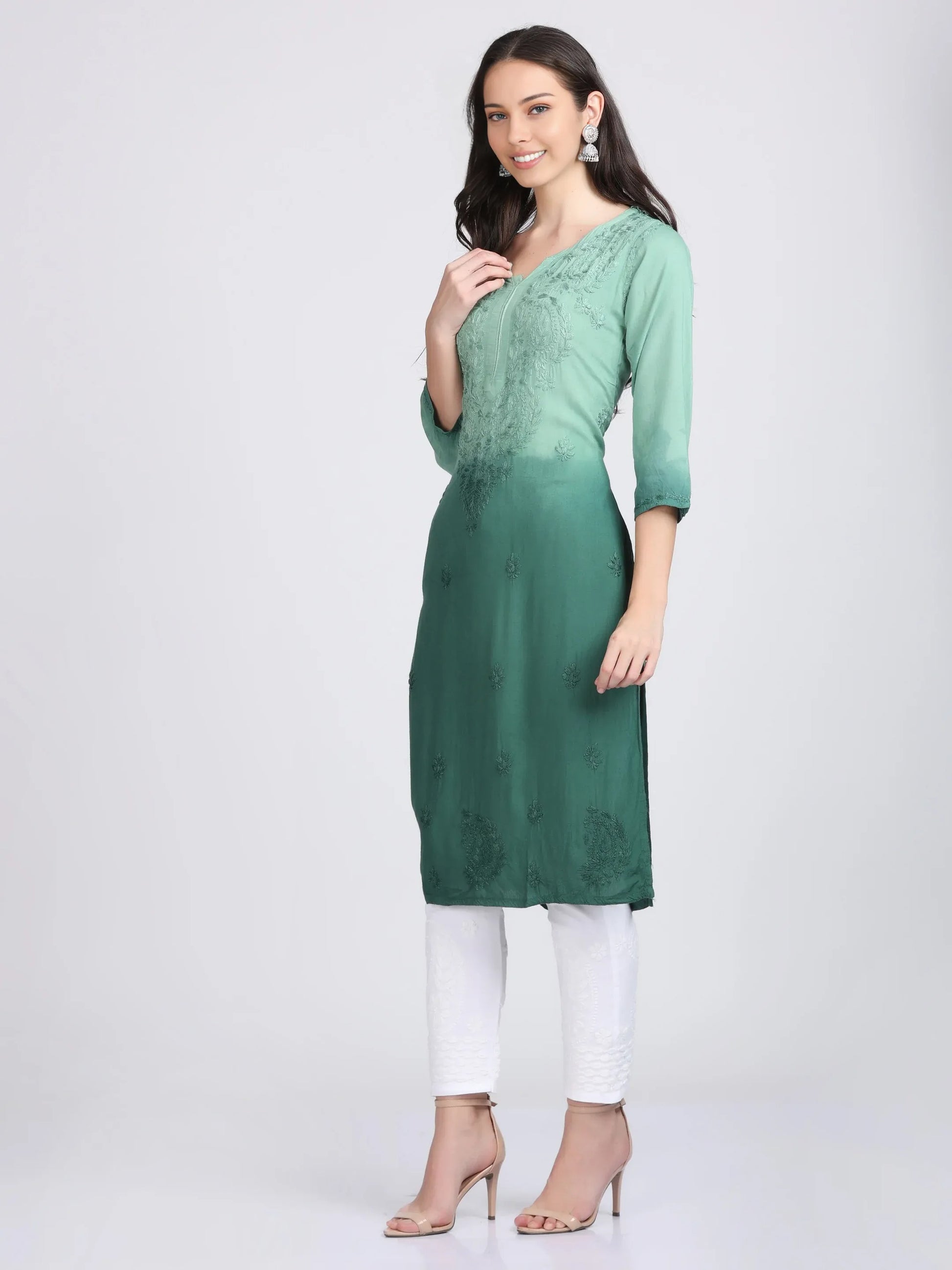 Ombre Chikankari Straight Kurtas - Store Chikankari
