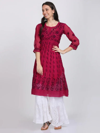 Chikankari Ari Work Anarkali With Matching Dupatta & Inner