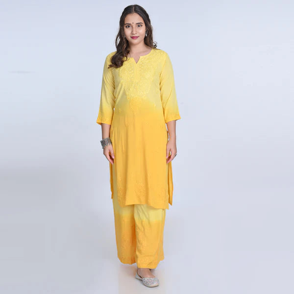 Chikankari Rayon Ombre 3 piece Set