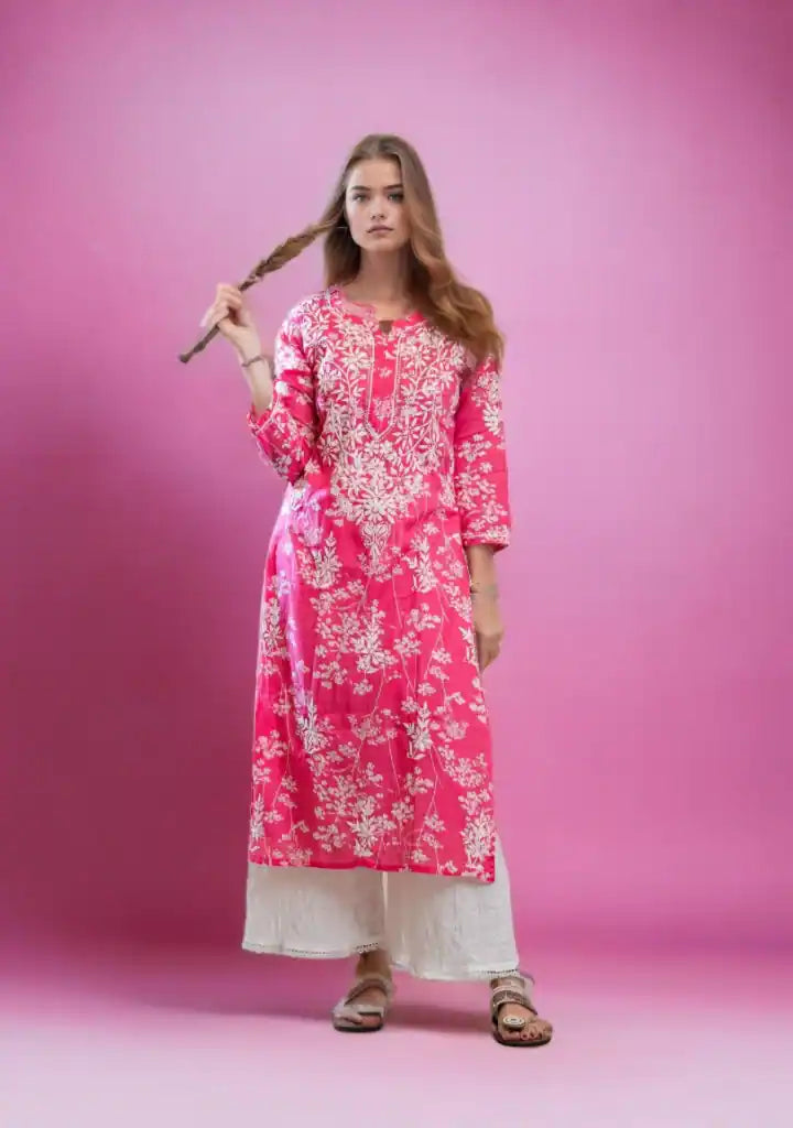 MulMul Chikankari Women's Straight Kurta