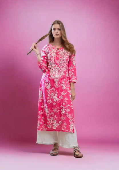 MulMul Chikankari Women's Straight Kurta