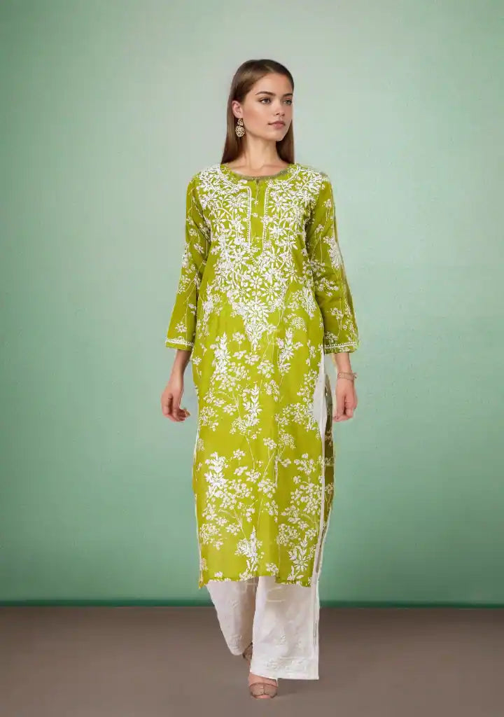 MulMul Chikankari Women's Straight Kurta