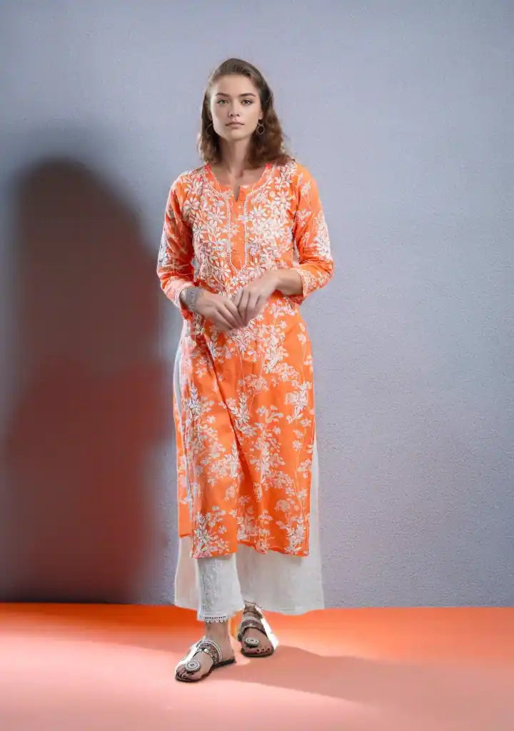 MulMul Chikankari Women's Straight Kurta