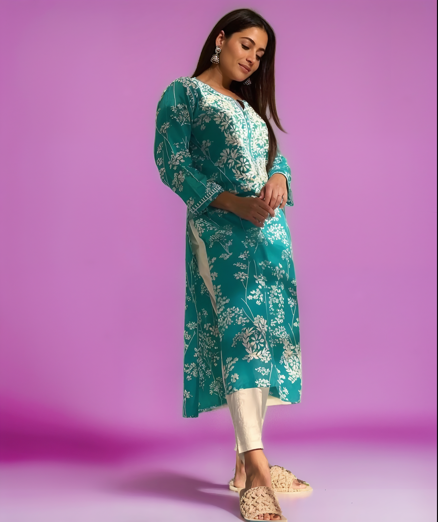 MulMul Chikankari Women's Straight Kurta