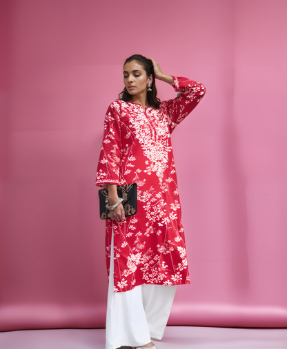 MulMul Chikankari Women's Straight Kurta