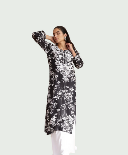 MulMul Chikankari Women's Straight Kurta