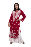 Georgette Chikankari Qureshiya Button Straight Kurti
